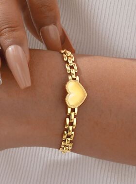 Trendy Love Heart Bracelet for Women,Stainless Steel Strap C