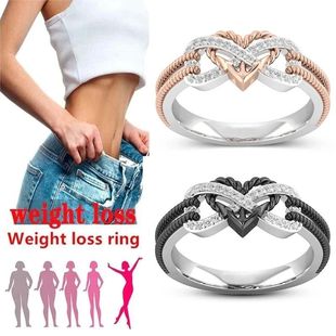 Black Rose Gold Color Heart Rings for Women Weight Loss Ring