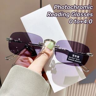 Ultra Light Frameless Photochromic Reading Glasses Blue Ligh