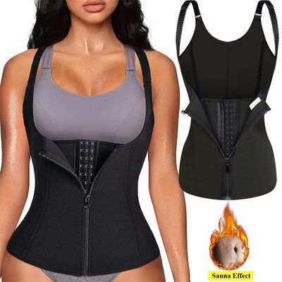 Waist Trainer Tank Top For Women Zipper Body Shaper Tummy Co