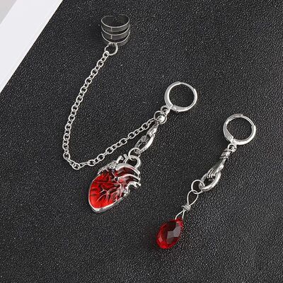 Beating Heart Huggie Earrings Gothic Punk Scary Red Bleeding