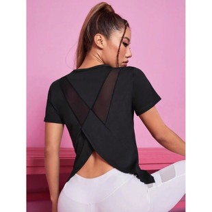 Yoga outfit women's summer sports T-shirt loose breathable q