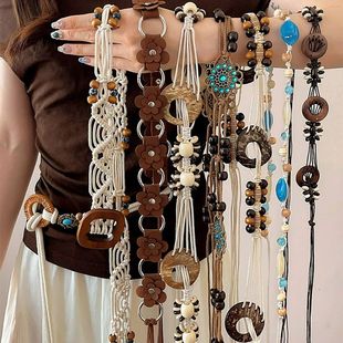 Bohemian Style Flower Beads Waist Belt For Women High-End Ve