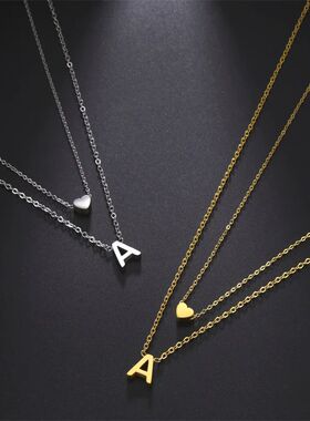 Fashion Tiny Heart Initial Necklace Gold Silver Color Multil