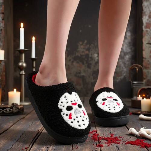 A Pair of Black Halloween Horror Mask Skull Pattern Embroide