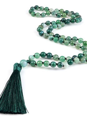 7-8mm Original Rudraksha Beaded Knotted Japamala Necklace Br