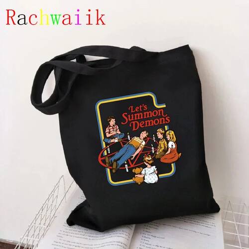 Satan Shopping Bag Graphic Tote Vintage Shopper Bag Women Ca