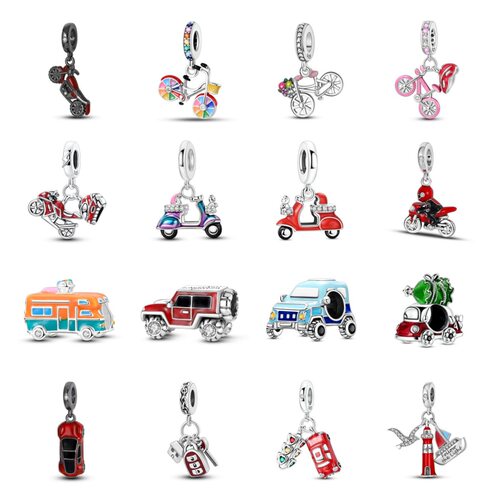 Car and motorcycle pendant bead accessories silver plated