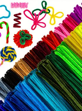 100-400pcs Colorful Soft Flexible Fabric Pipe Cleaners Multi