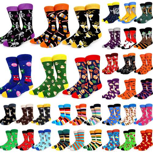 6 Pairs/Pack Happy Funny Socks Men Colorful Plus Size Rhombu