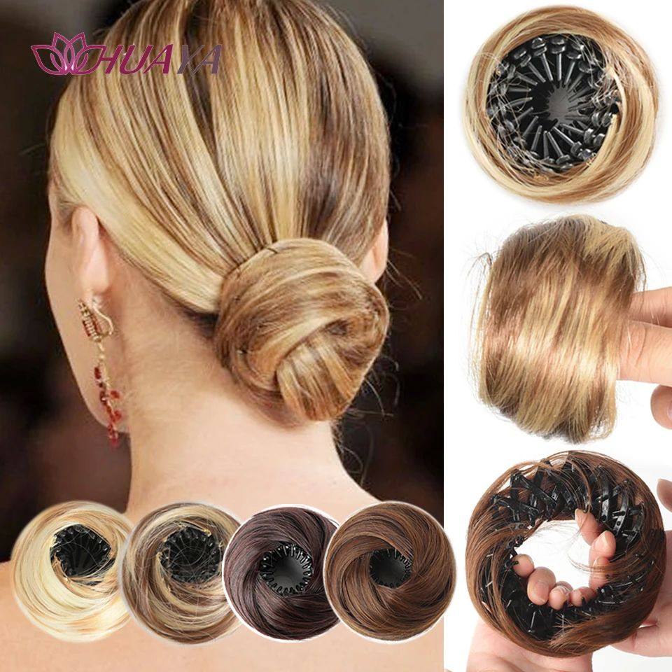 Synthetic Hair Bun With Circle Elastic Clips Straight Donut