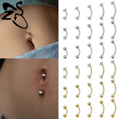 ZS 1PC Internal Thread 14/16/18G Stainless Steel Belly Butto