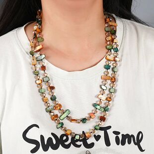 Artistic Multi Color Shell Double Necklace for Women Boho Re