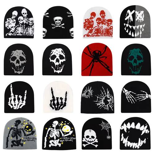 BeaniesSkull PrintKnitted Hats for Women Men Ear Protection
