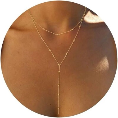 Gold Necklace for Women 14k Gold Plated/Silver Y-Shaped Pend