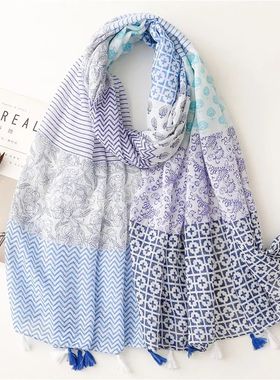 Soft Thin Scarf 100% Viscose Women Aztec Patchwork Floral Ta