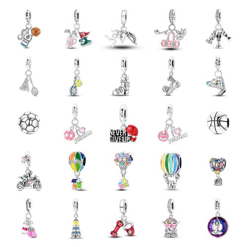 Sports series pendant bead jewelry accessories silver plated