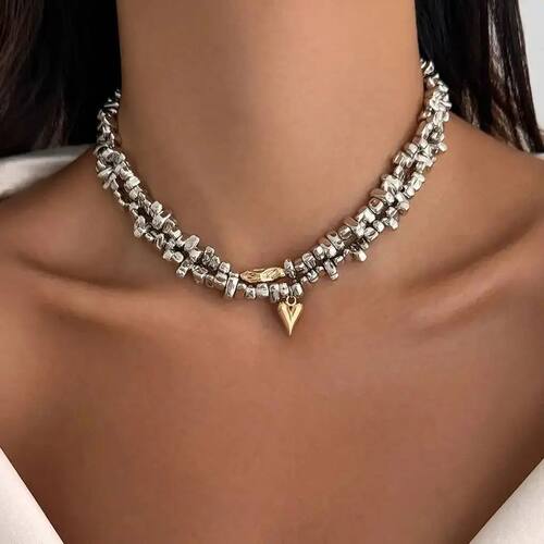 Salircon 2Pcs/set HipHop Irregular CCB Beads Chain Necklace
