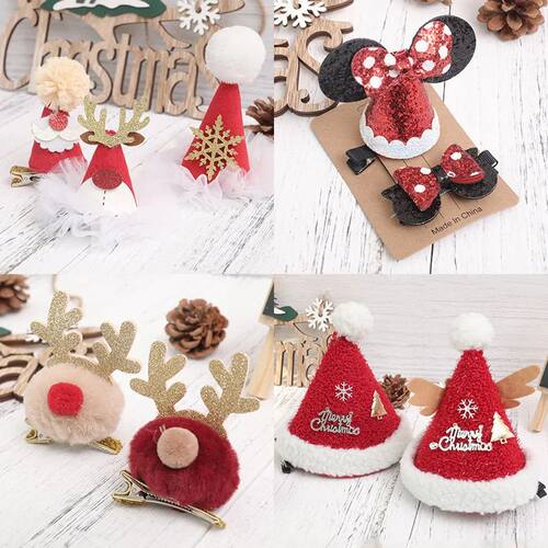 Christmas Hair Clips for Girls Festival Gift Hat Hairpin Cut