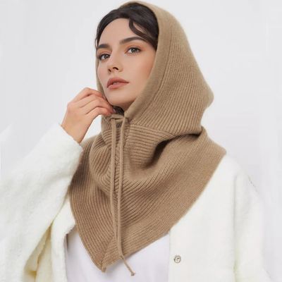 Winter Balaclava Hat Scarf  for Women Knitted Hooded Caps Ou