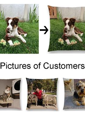 Pets Linen Cushion Covers Baby Personalized Pillow Case Fami