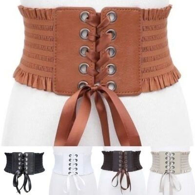 WomenStretch Belt Tassels Elastic Buckle Wide Dress Corset W