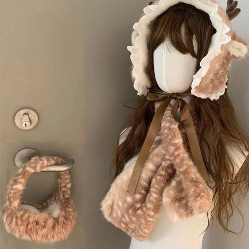 Faux Fur Antlers Hairband Lolita Headband Christmas Elk Deer