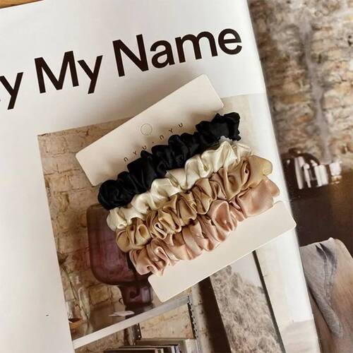 4pcs Pure Silk Skinnies Small Scrunchie Set Hair Bow Ties Ro