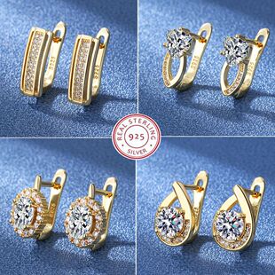 925 Silver Needle Princess Crystal Square Zircon Drop Earrin