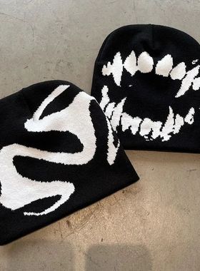 Women Hat Knitting Beanies Goth Tooth Caps Men Y2k Streetwea