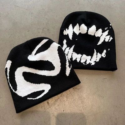 Women Hat Knitting Beanies Goth Tooth Caps Men Y2k Streetwea