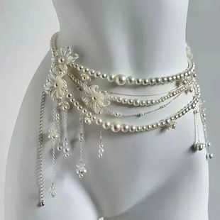 Y2K Designer Belt Multilayer Pearl Waist Chain for Women'sRe