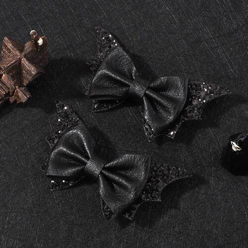 2pcs Halloween Barrettes Bat Wing Bow Hair Clips Girls Bangs