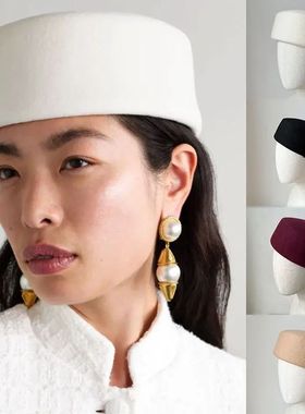 Retro Flight Attendant Ball Hat Women's 100% Wool Felt Beret