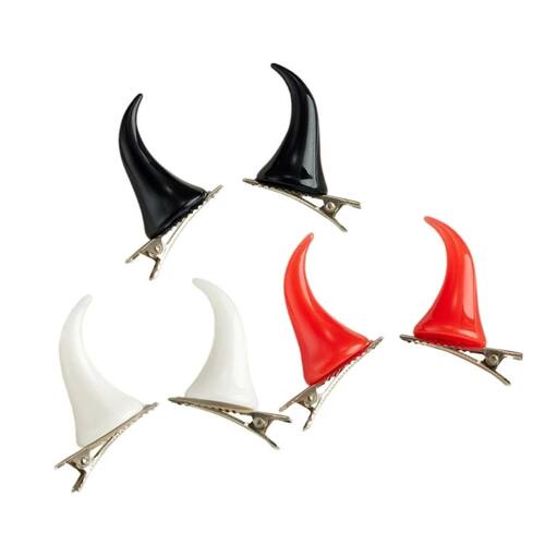 1pair Goth Horn Hairpin Carnivals Hair Clip Halloween Hairpi