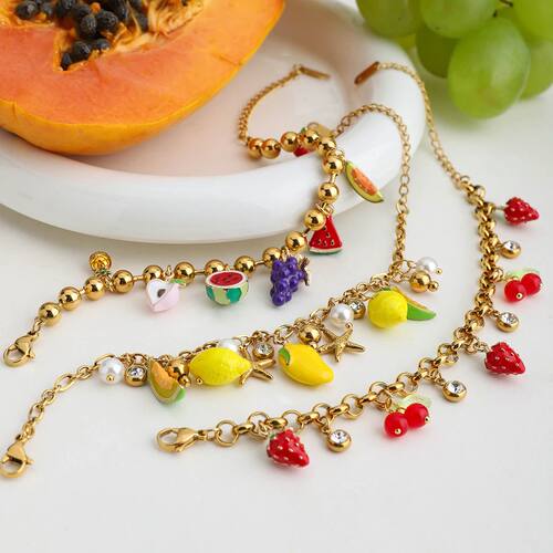 Zora Women's Cute Colored Oil Drop Fruit Bracelet 18K Gold P