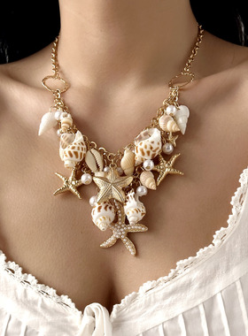 Pearl necklace women's exaggerated beach vacation new style