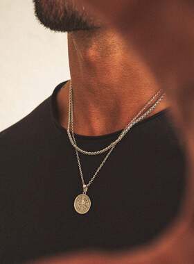 Vnox Layered Necklaces for Men, Sailing Travel Compass Penda