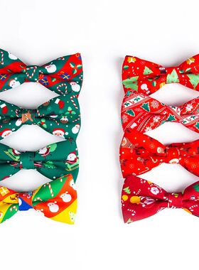 Christmas Printed Bow Tie Festive Atmosphere Santa Claus Dec
