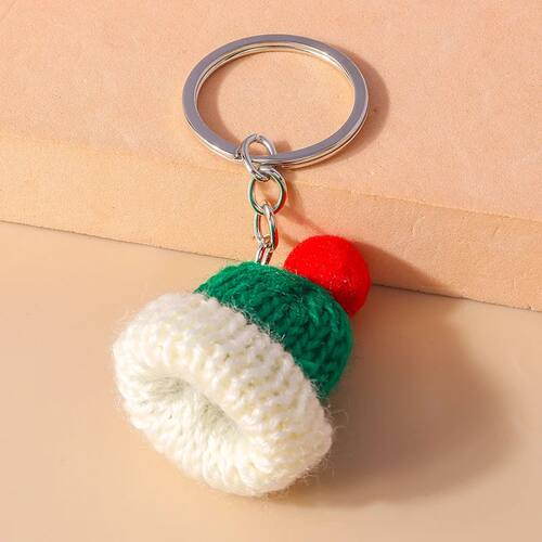 Cute Hand Knitted Christmas Keychain Santa's Hat Key Ring Pe