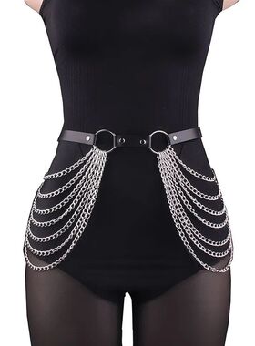 Women Sexy Leg Chain Harness garter Belt Waist Corset Belt L