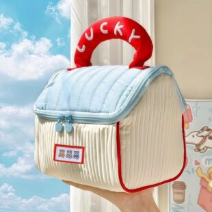 Cartoon pattern cute hut handbag girls large capacity cosmet