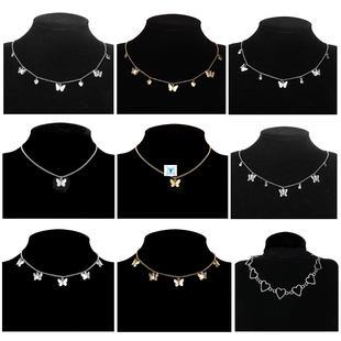 Chain Color Butterfly Pendant Neckl Gold Choker Silver