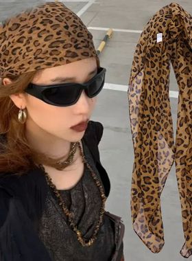 Y2K Retro Leopard Headscarf Women Girl High Quality Comforta
