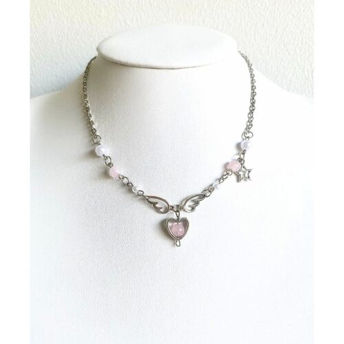 Cute star heart necklace | Wings pendant beads | Beaded jewe