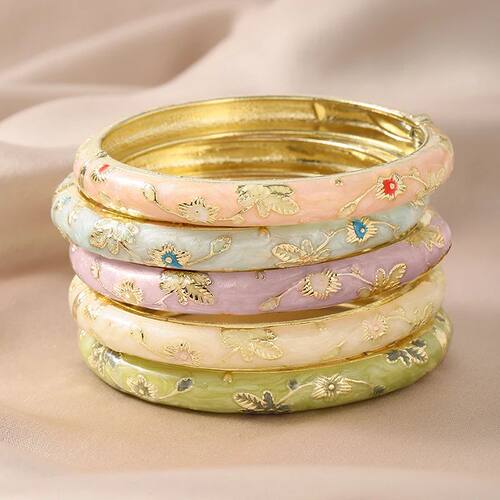 5PCS Fine Small Flower Cloisonne Enamel Bangles For Women Vi