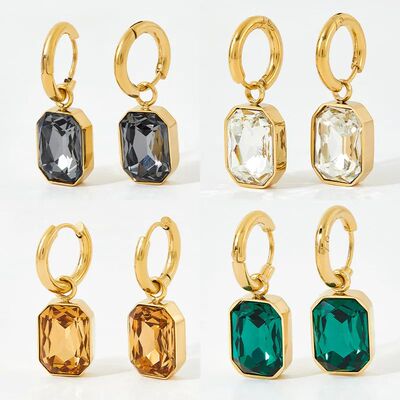 Trendy Square Zirconia Drop Stud Earrings For Women Girls Go