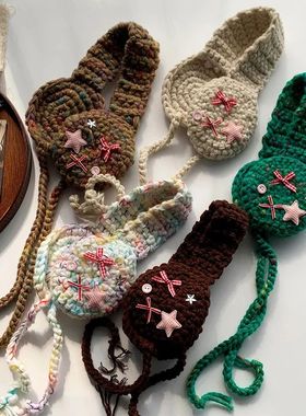 Forest-style Small Star Bow Element Earmuffs Pom-pom Tie Yar
