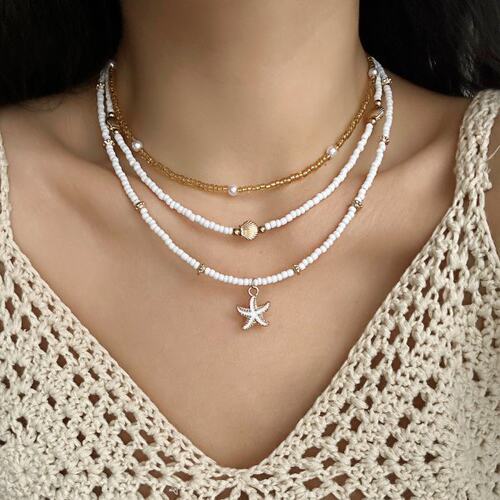 New casual irregular starfish pendant necklace set