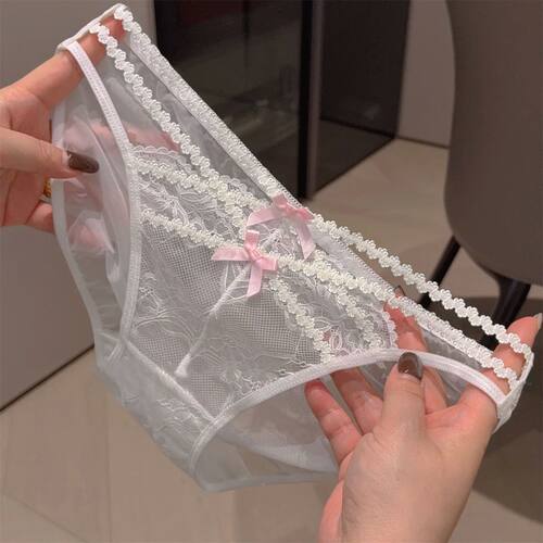Lace Sexy Women's Panties Cross Belt Lace Transparent Low Wa
